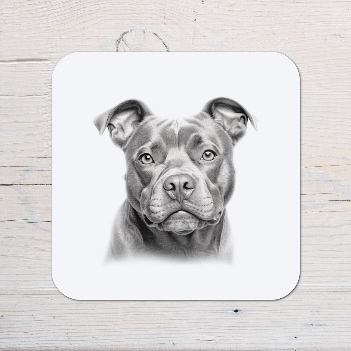 Staffy Dog Coaster personalised with any Wording, Message - ideal gift for Staffordshire Bull Terrier lovers - Rainbowprint.uk