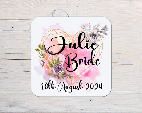 Wedding, Bride, Maid of Honour, Bridesmaid, Guest, Hen Night, Shower, Coaster personalised with any wording - Rainbowprint.uk