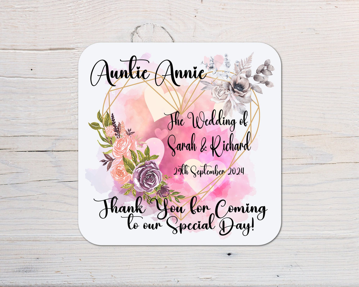 Wedding, Bride, Maid of Honour, Bridesmaid, Guest, Hen Night, Shower, Coaster personalised with any wording - Rainbowprint.uk
