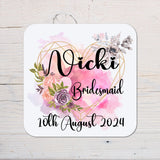 Wedding, Bride, Maid of Honour, Bridesmaid, Guest, Hen Night, Shower, Coaster personalised with any wording - Rainbowprint.uk
