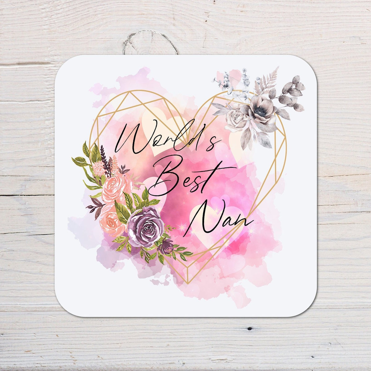 World's Best Nan Coaster personalised with any wording - Rainbowprint.uk