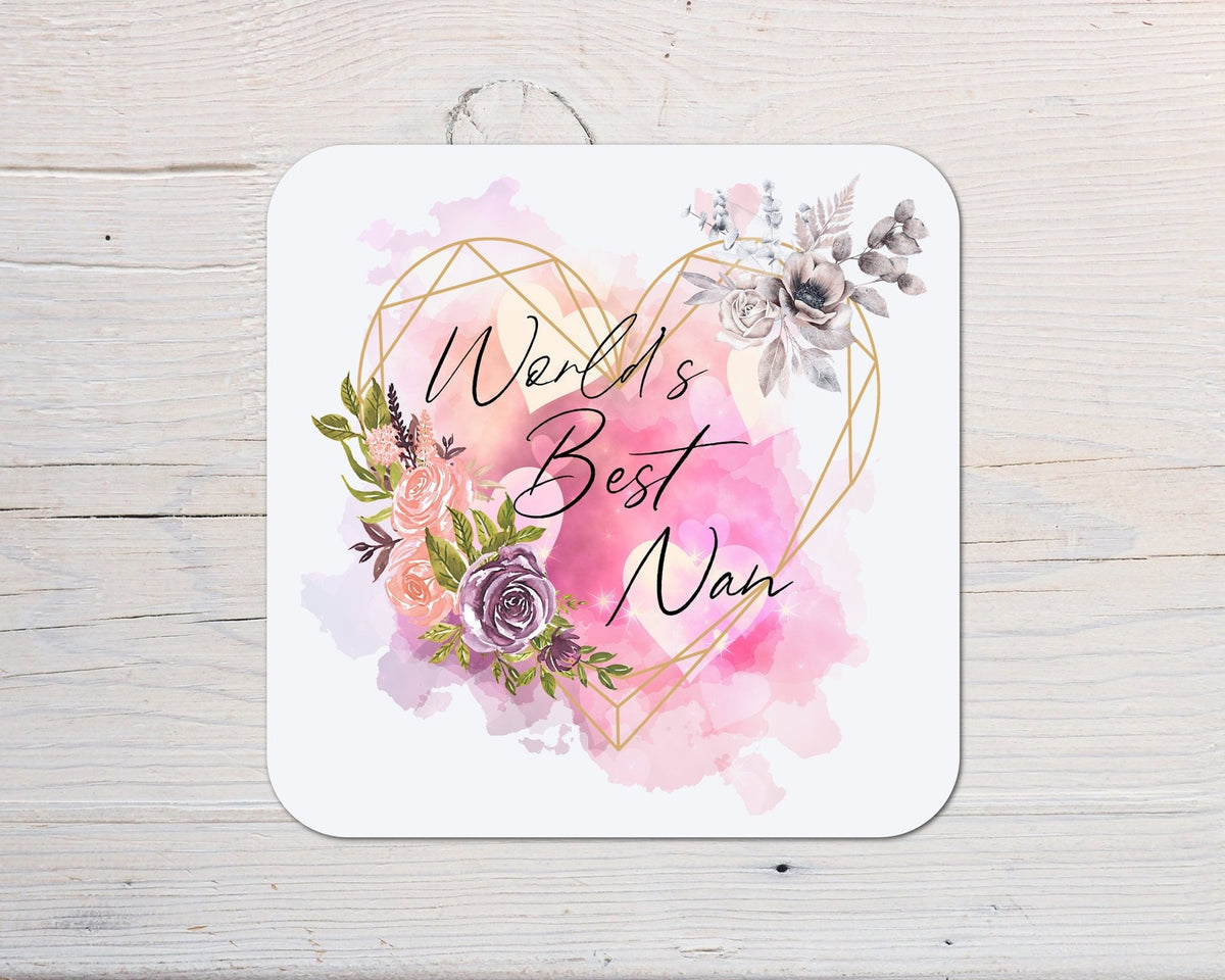 World's Best Nan Coaster personalised with any wording - Rainbowprint.uk